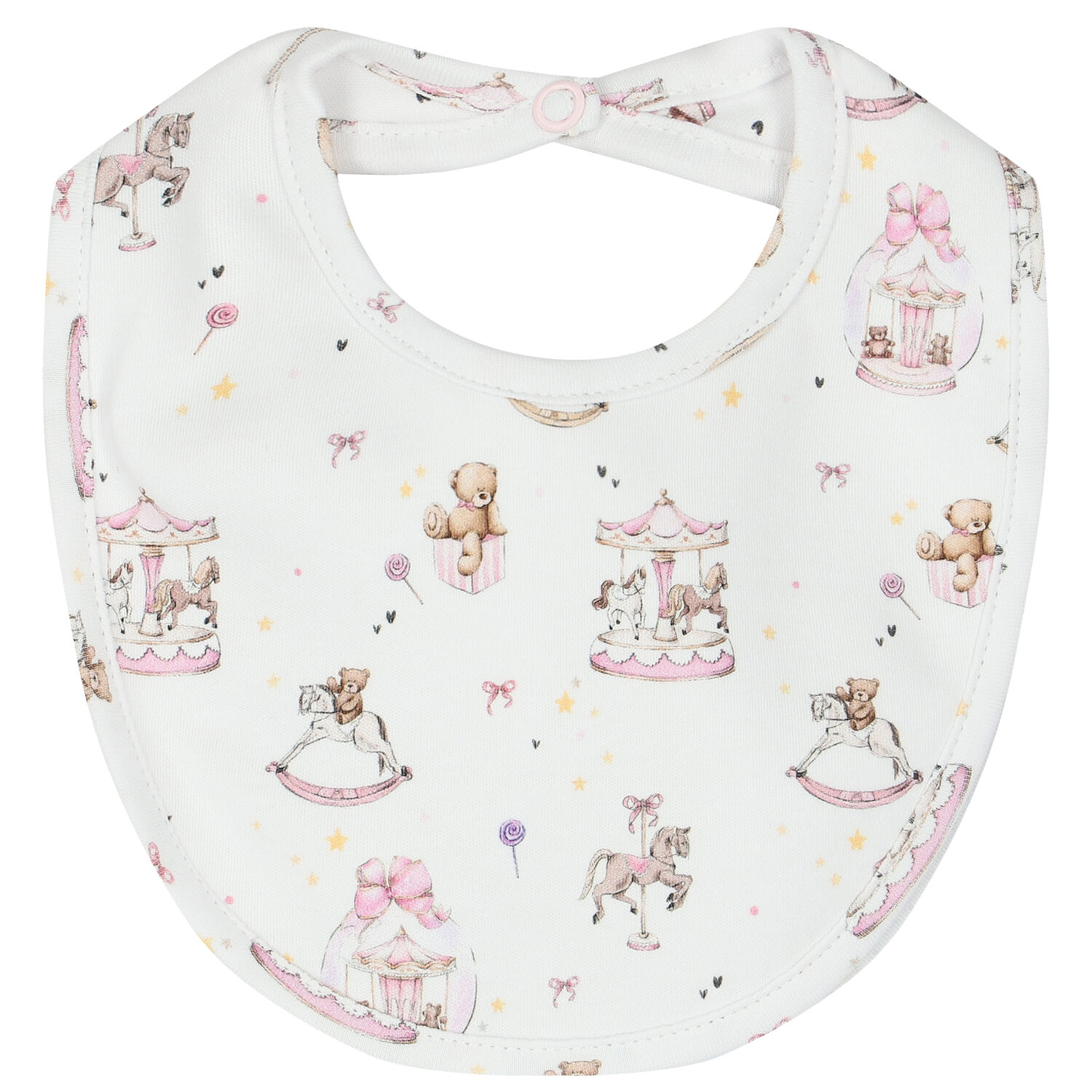 Baby Girls White & Pink Carousel Babygrow Set, 1, hi-res